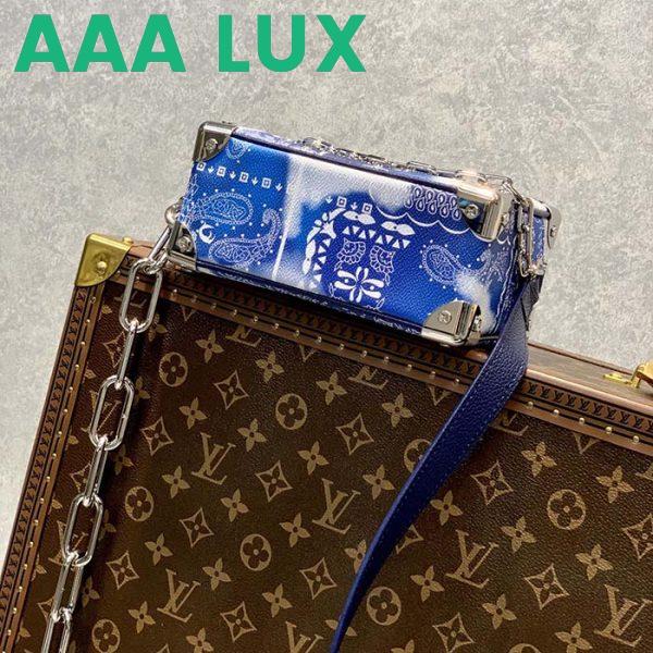 Replica Louis Vuitton LV Unisex Mini Soft Trunk Bag Blue Monogram Bandana Leather 6