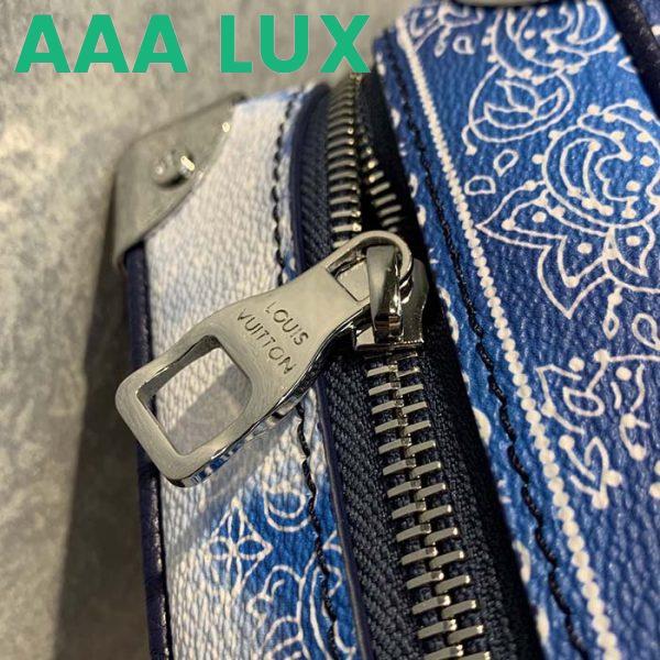Replica Louis Vuitton LV Unisex Mini Soft Trunk Bag Blue Monogram Bandana Leather 8