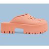 Replica Gucci Women Slip-On Sandal Peach Perforated GG Rubber Mid 6 Cm Heel