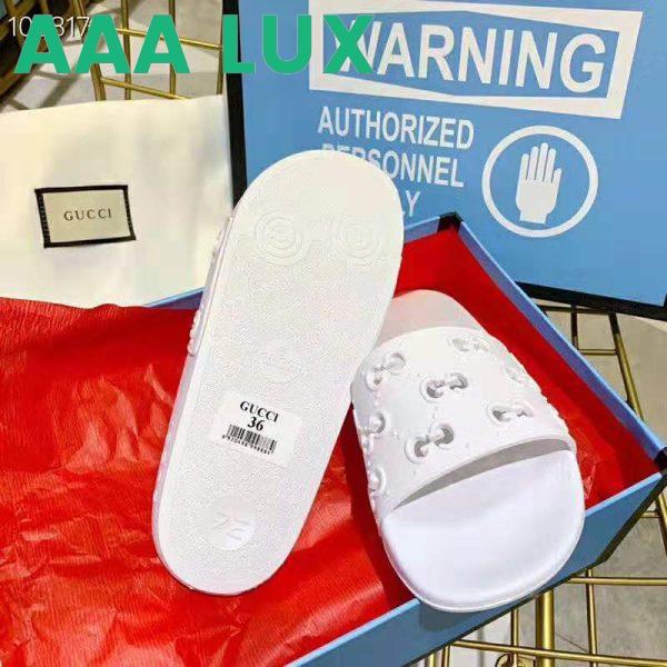 Replica Gucci Women’s Rubber GG Slide Sandal-White 6