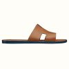 Replica Hermes Unisex Izmir Sandal in Calfskin with Iconic “H”-Brown