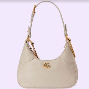 Replica Gucci Women GG Aphrodite Small Shoulder Bag White Soft Leather Double G