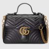 Replica Gucci GG Women GG Marmont Small Top Handle Bag Black Double G