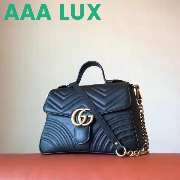 Replica Gucci GG Women GG Marmont Small Top Handle Bag Black Double G 3