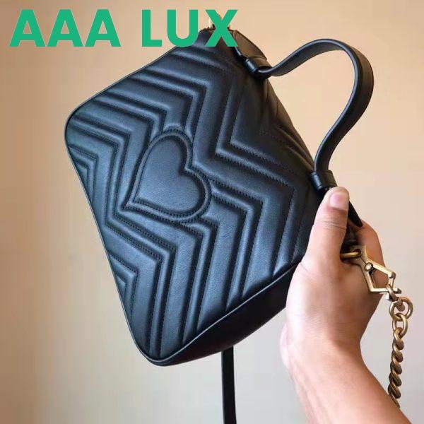 Replica Gucci GG Women GG Marmont Small Top Handle Bag Black Double G 5