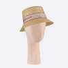 Replica Dior Unisex CD Dioresort Small Brim Hat Natural Straw Pink Band