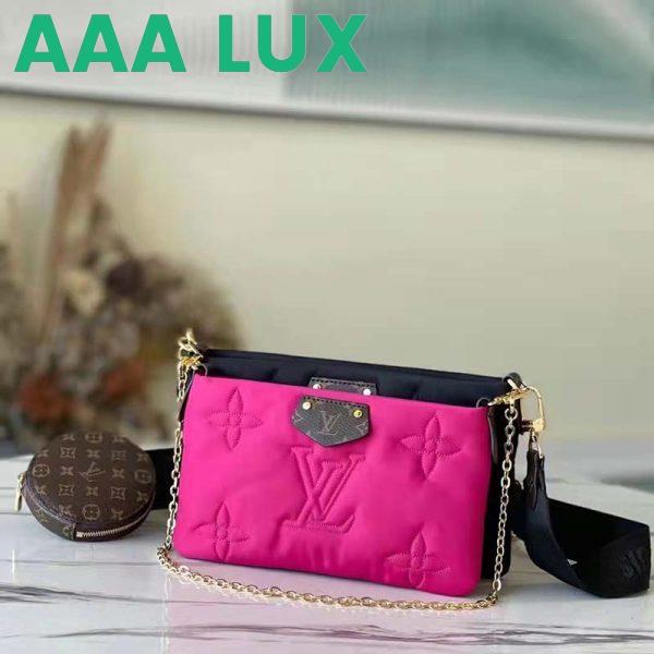 Replica Louis Vuitton LV Unisex Maxi Multi Pochette Accessoires Handbag Fuchsia Black 3