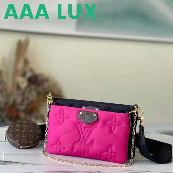 Replica Louis Vuitton LV Unisex Maxi Multi Pochette Accessoires Handbag Fuchsia Black 4