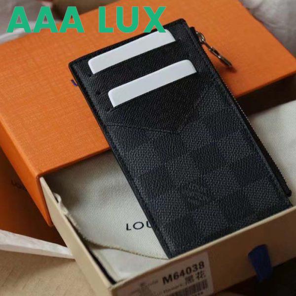 Replica Louis Vuitton LV Unisex Coin Card Holder Damier Graphite Coated Canvas Cowhide Leather 5