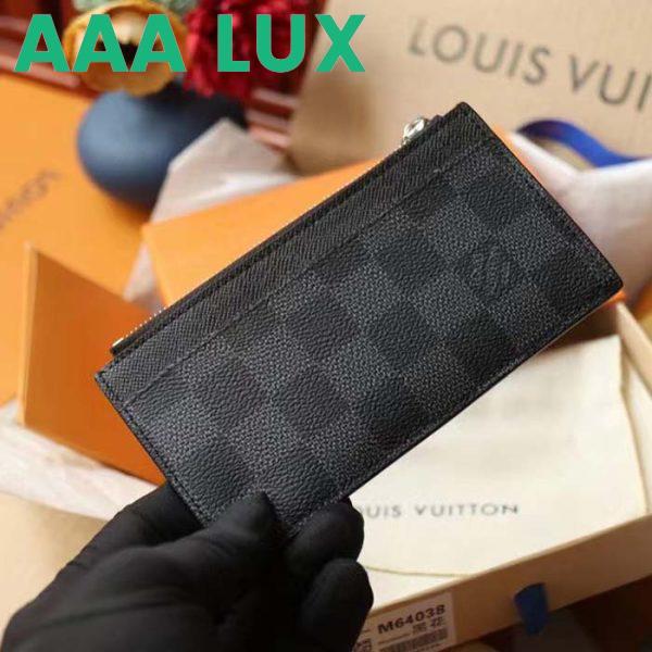 Replica Louis Vuitton LV Unisex Coin Card Holder Damier Graphite Coated Canvas Cowhide Leather 6