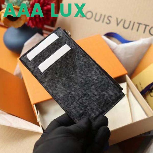 Replica Louis Vuitton LV Unisex Coin Card Holder Damier Graphite Coated Canvas Cowhide Leather 7