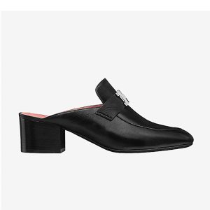 Replica Hermes Women Shoes Paradis Mule 40mm Heel-Black 2