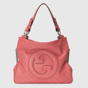Replica Gucci Women GG Blondie Small Tote Bag Pink Leather Round Interlocking G 2