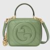 Replica Gucci Women GG Blondie Top Handle Bag Light Green Leather Round Interlocking G