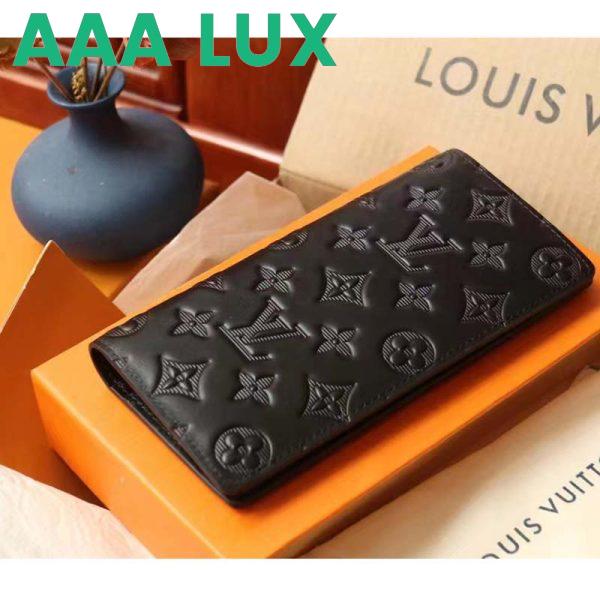 Replica Louis Vuitton LV Unisex Brazza Wallet Black Monogram Shadow Calf Leather 3