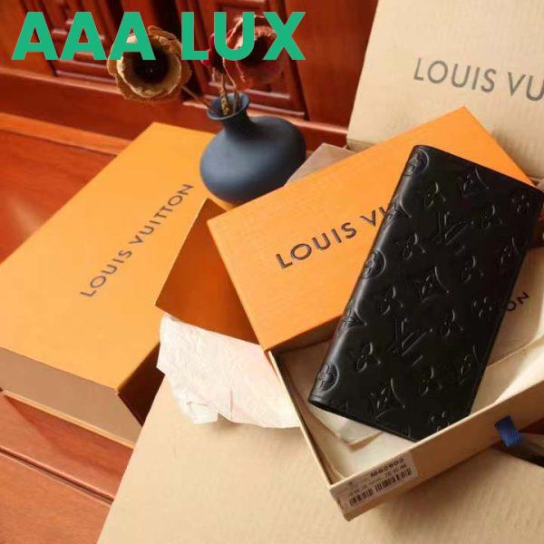 Replica Louis Vuitton LV Unisex Brazza Wallet Black Monogram Shadow Calf Leather 5