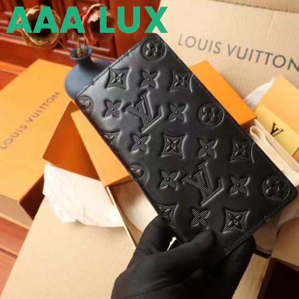 Replica Louis Vuitton LV Unisex Brazza Wallet Black Monogram Shadow Calf Leather 6