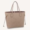 Replica Louis Vuitton LV Women Neverfull MM Tote Beige Embossed Cowhide Leather