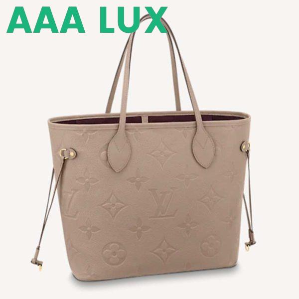 Replica Louis Vuitton LV Women Neverfull MM Tote Beige Embossed Cowhide Leather