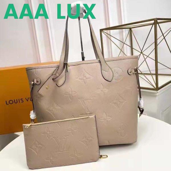 Replica Louis Vuitton LV Women Neverfull MM Tote Beige Embossed Cowhide Leather 3