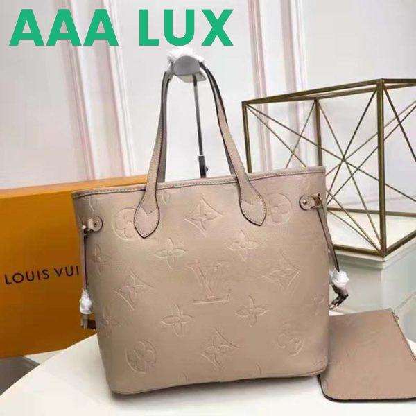 Replica Louis Vuitton LV Women Neverfull MM Tote Beige Embossed Cowhide Leather 5