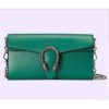 Replica Gucci Women GG Dionysus Small Shoulder Bag Green Leather Antique Silver-Toned Hardware Crystals