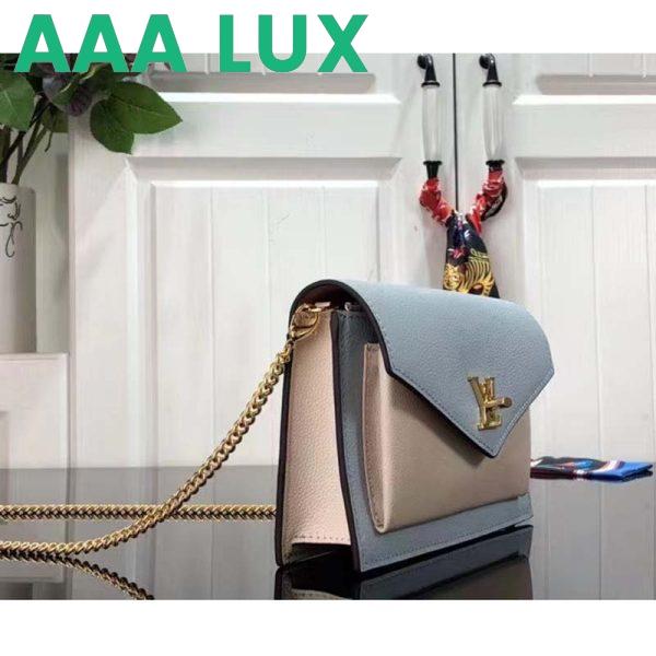 Replica Louis Vuitton LV Women Mylockme Chain Pochette Bleu Nuage Blue Calf Leather 4