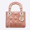 Replica Dior Women Mini Lady Dior Bag Rose Des Vents Patent Cannage Calfskin