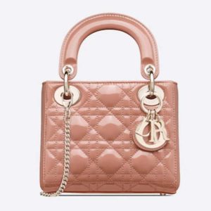 Replica Dior Women Mini Lady Dior Bag Rose Des Vents Patent Cannage Calfskin 2