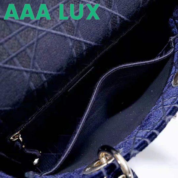 Replica Dior Women Medium Lady D-Lite Bag Blue Cannage Embroidered Velvet 12
