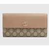 Replica Gucci Women GG Marmont Chain Wallet Brown Beige and Ebony GG Supreme Canvas