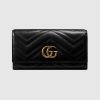 Replica Gucci Women GG Marmont Continental Wallet Black Matelassé Chevron Leather with GG
