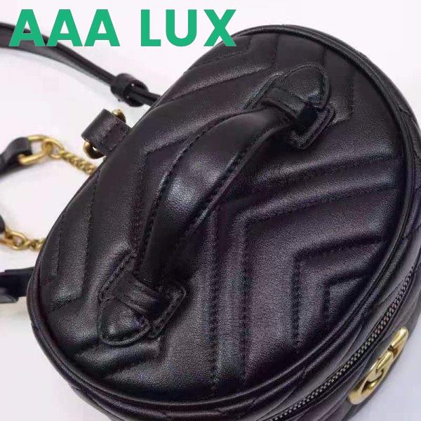 Replica Gucci Women GG Marmont Cosmetic Case Black Matelassé Chevron Leather 7