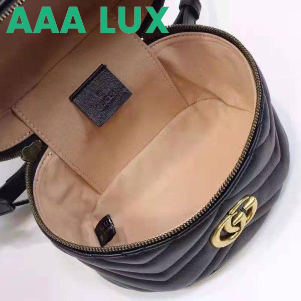 Replica Gucci Women GG Marmont Cosmetic Case Black Matelassé Chevron Leather 9