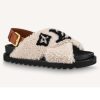 Replica Louis Vuitton LV Women Paseo Flat Comfort Mule Beige Shearling and Calf Leather