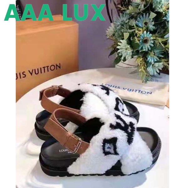 Replica Louis Vuitton LV Women Paseo Flat Comfort Mule Beige Shearling and Calf Leather 3