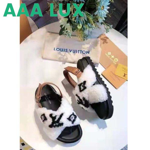 Replica Louis Vuitton LV Women Paseo Flat Comfort Mule Beige Shearling and Calf Leather 7