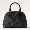 Replica Louis Vuitton LV Women Alma BB Handbag Black Quilted Embroidered Smooth Calf Leather