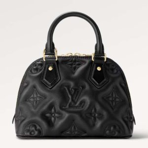 Replica Louis Vuitton LV Women Alma BB Handbag Black Quilted Embroidered Smooth Calf Leather 2