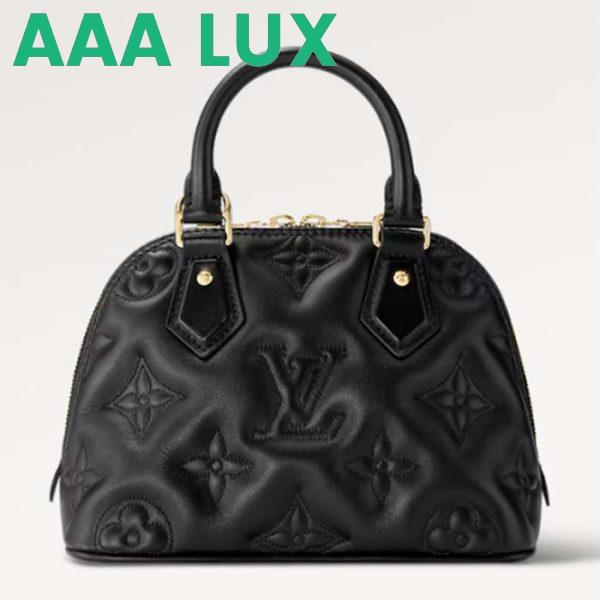 Replica Louis Vuitton LV Women Alma BB Handbag Black Quilted Embroidered Smooth Calf Leather 2