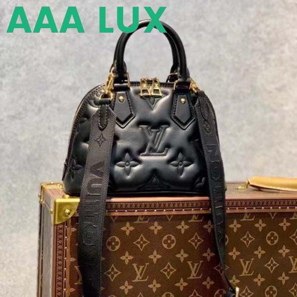 Replica Louis Vuitton LV Women Alma BB Handbag Black Quilted Embroidered Smooth Calf Leather 4