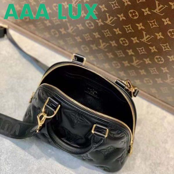 Replica Louis Vuitton LV Women Alma BB Handbag Black Quilted Embroidered Smooth Calf Leather 6