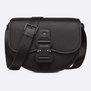 Replica Dior Unisex CD Gallop Bag Strap Black Grained Calfskin
