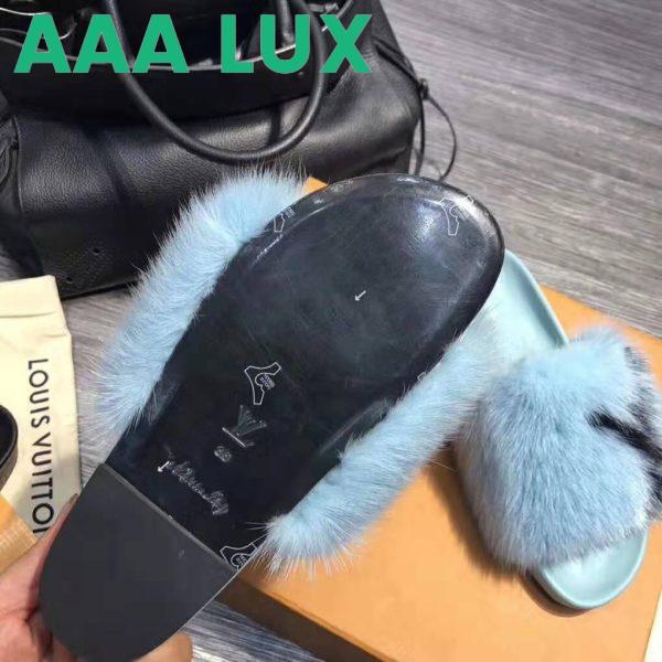 Replica Louis Vuitton LV Women Furry Sandals in Mink Hair Leather-Blue 10