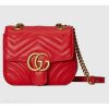 Replica Gucci Women GG Marmont Matelassé Mini Shoulder Bag Red Matelassé Chevron Leather