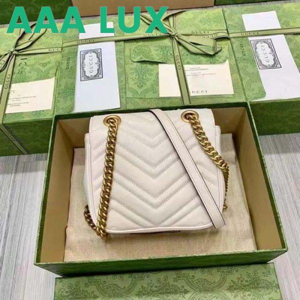Replica Gucci Women GG Marmont Matelassé Mini Shoulder Bag White Chevron Leather 7