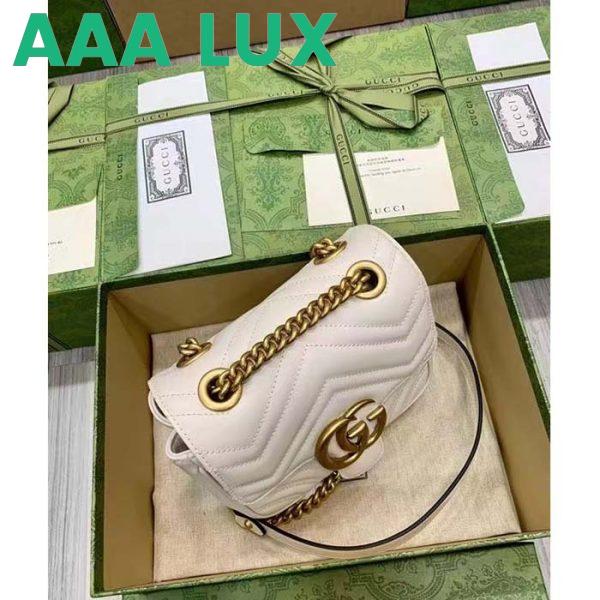 Replica Gucci Women GG Marmont Matelassé Mini Shoulder Bag White Chevron Leather 8