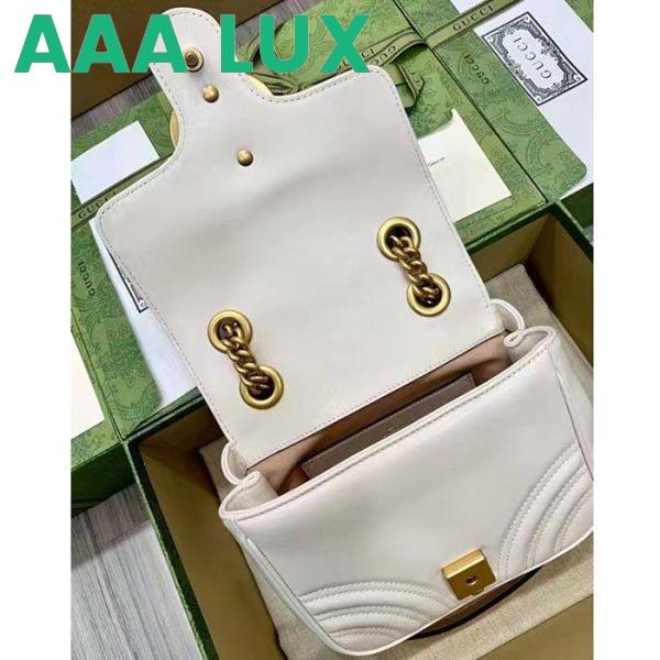 Replica Gucci Women GG Marmont Matelassé Mini Shoulder Bag White Chevron Leather 9