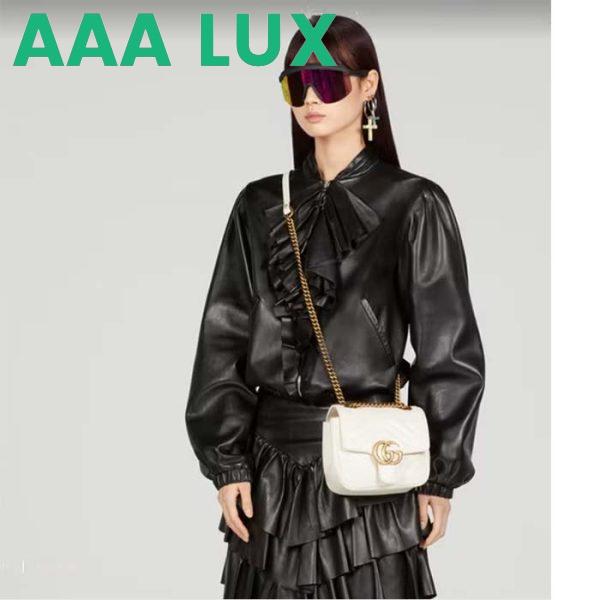 Replica Gucci Women GG Marmont Matelassé Mini Shoulder Bag White Chevron Leather 12