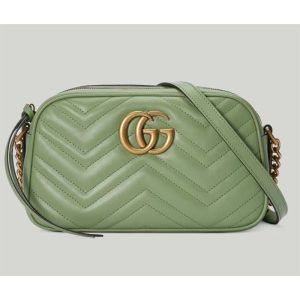 Replica Gucci Women GG Marmont Matelassé Shoulder Bag Sage Green Chevron Leather 2